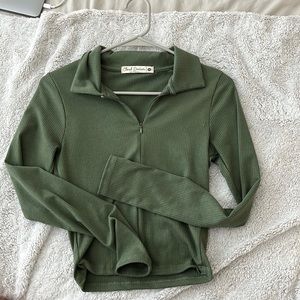 Green Long Sleeve Zip Top